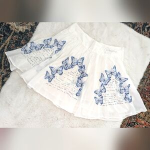 Desigual Embroidered Butterfly and Script Full Mini Skirt